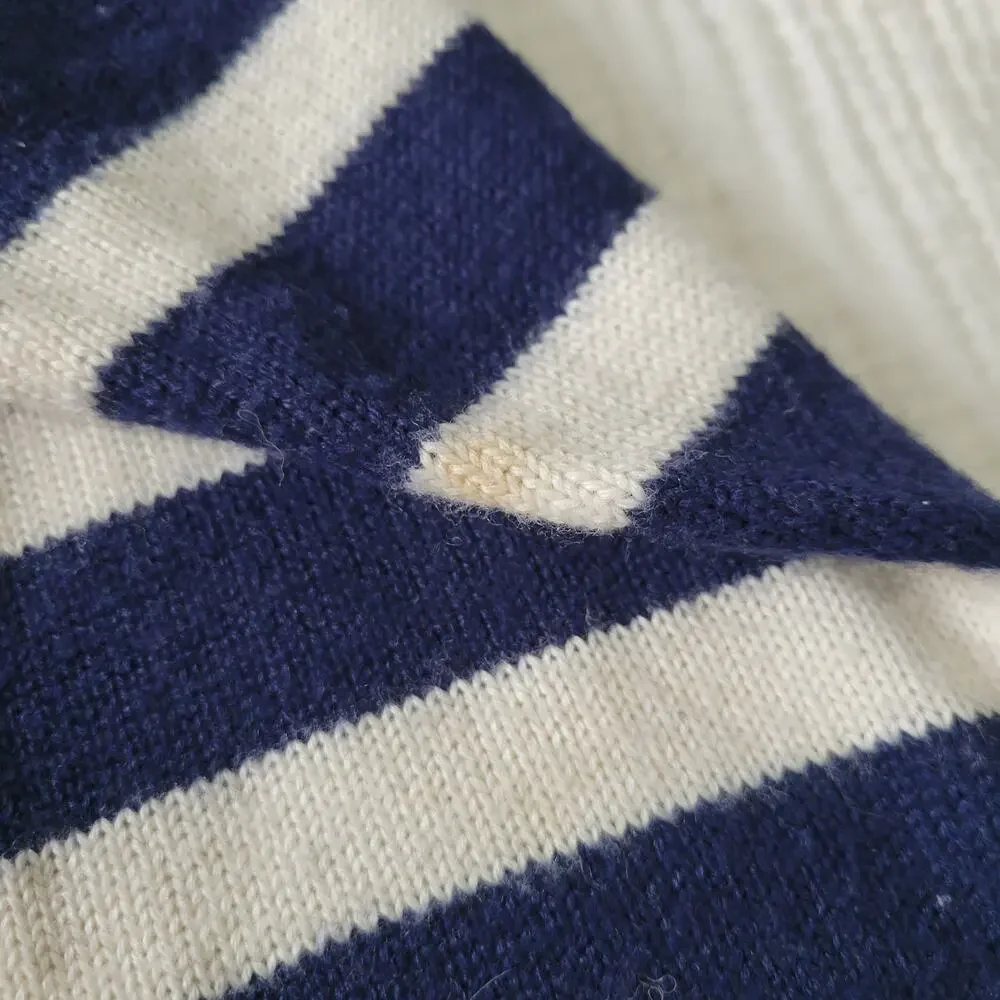 Vtg 80s Womens S Crewneck Sweater Navy White Gold Stars Stripes American Wool